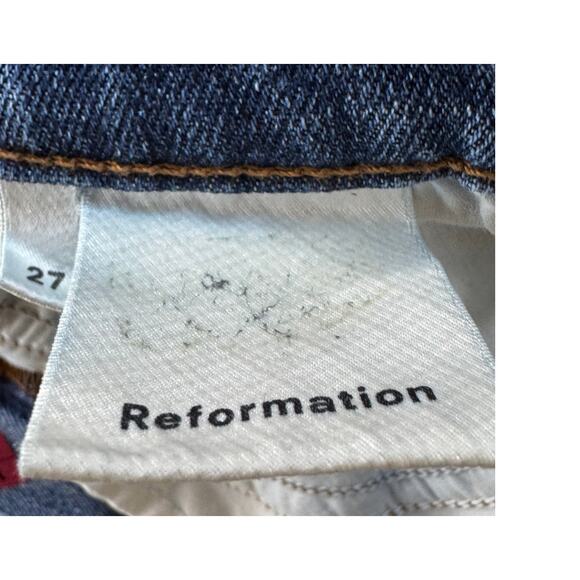 REFORMATION Women's Blue Cropped Flood Kasai High Waist Raw Hem Jeans Size 27 - Picture 8 of 11